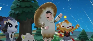 Petit Planet animal neighbors waving under a starry sky